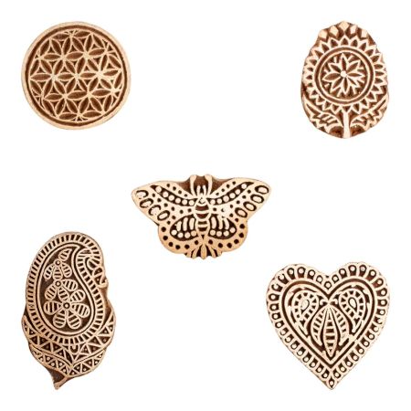 Set of 5 Piece New Mix Wooden Printing Block